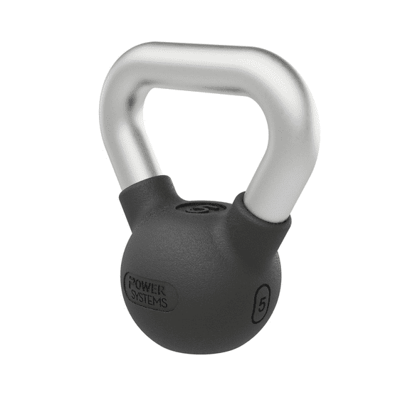 Power Systems Elite Rubber Kettlebell (5 lb), Premium Rubber Coated Kettlebell for Strength Training