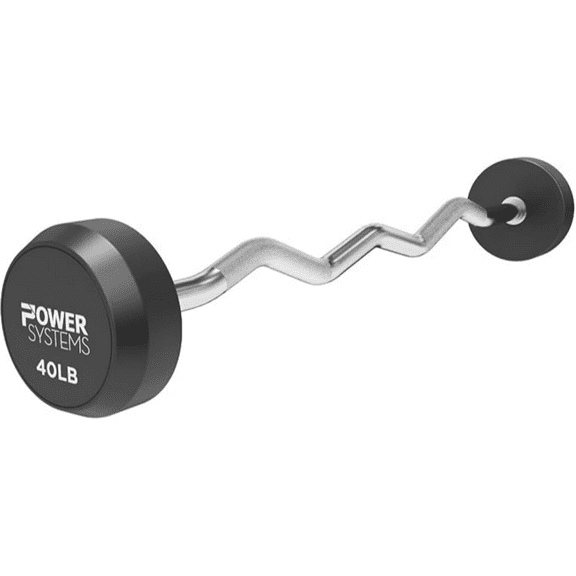 Power Systems ProStyle 40 lb Fixed Barbell with EZ Curl Handle Solid Steel, Chrome-Plated