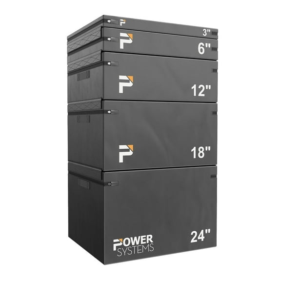 Power Systems Stackable Plyo Box 3" - Vinyl Covered Plyometric Jump Box with Hook & Loop Straps