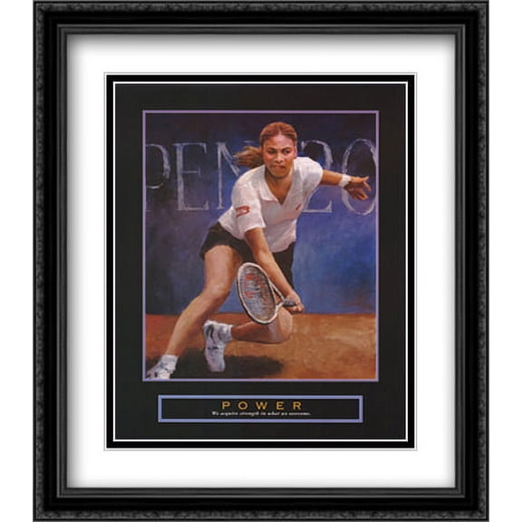 Power, Tennis Player 2x Matted 26x32 Large Black Ornate Framed Art Print by T.C. Chiu