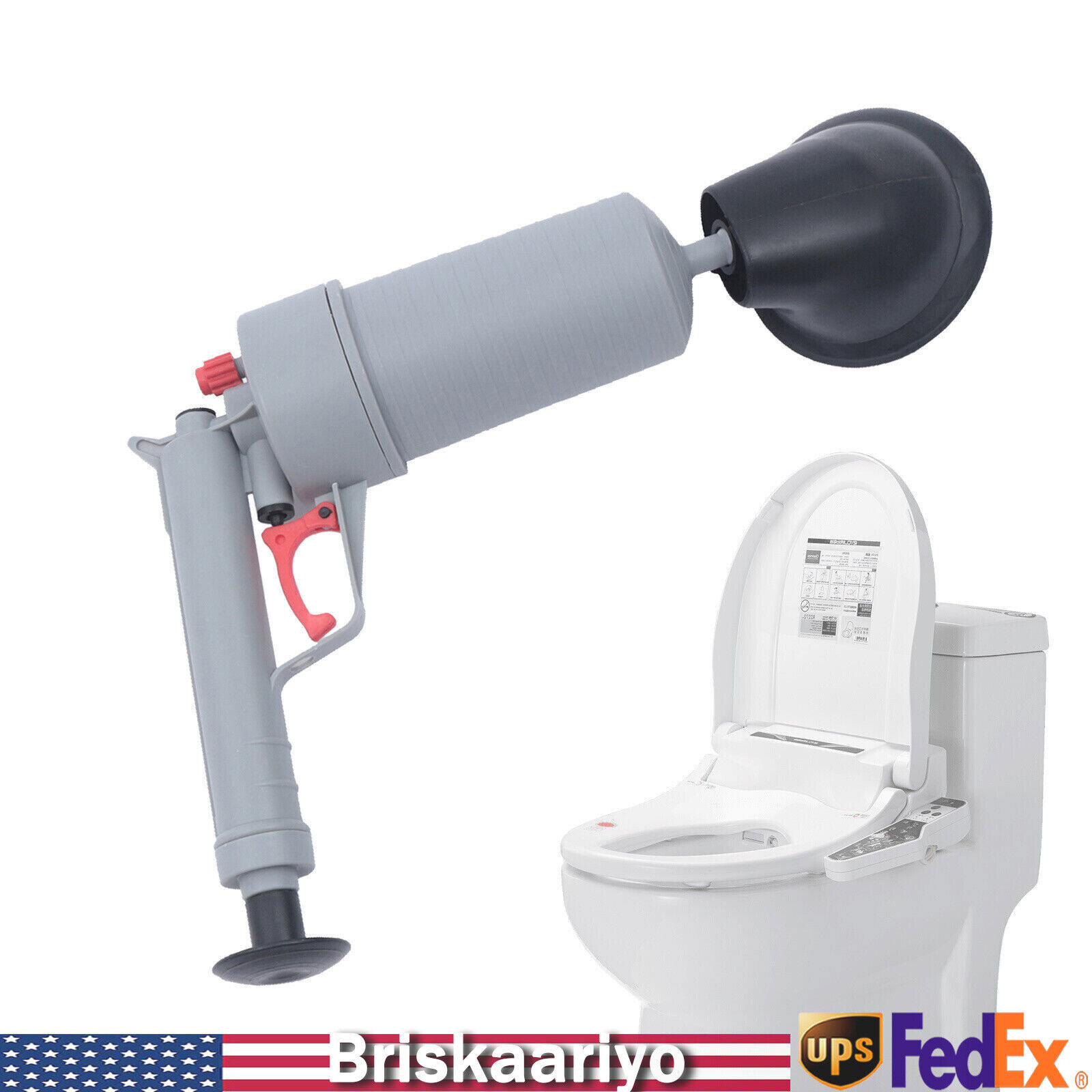 Power Toilet Plunger Set Drain Clog Remover Tool Snake Tub Cleaner