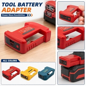 Power Tool Battery Adapter With USB And Type C Charging Ports Portable Power Source Converter With Belt Clip For Jobsite And Outdoor Use For Mobile Devices, 1Pack Red