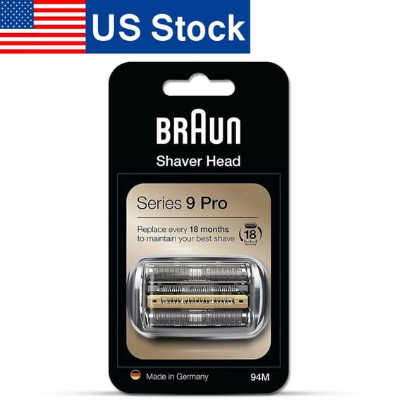 94M Electric Shaver Foil and Cutter Replacement Head for Bruan Series 9 Electric Razors 9465cc, 9477cc, 9460cc, 9419s, 9390cc, 9385cc,etc, Silver