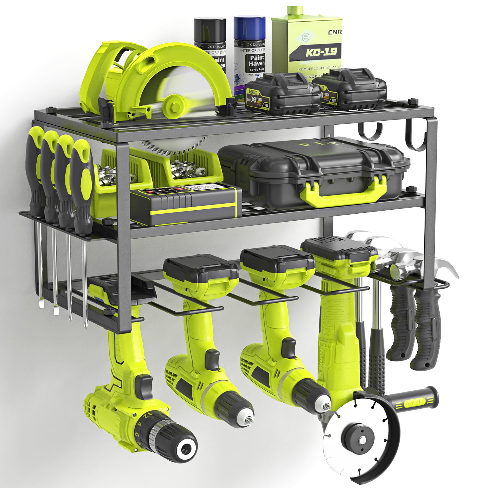 Power Tool Organizer with 4 Drill Holders Cordless Tool Utility Rack Garage Organization and Storage Walmart