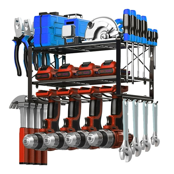 Power Tool Organizer 4 Drill Holder Wall Mount Heavy Duty 150 Lbs