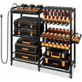 thumbnail image 1 of Power Tool Organizer Cart with Charging Power Strip, 28 Drill Tool Garage large Storage Racks with Wheels, Heavy Duty Tools Organizer Station, Festive Gifts for Men Dads$$, 1 of 8