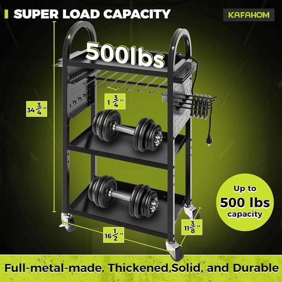 Power Tool Organizer Cart with Charging Station,Garage Floor Rolling Storage on Wheels for Mechanic,Mobile 8 Drill Holder, Utility Cart with Battery Charging 8 Outlet Power Strip