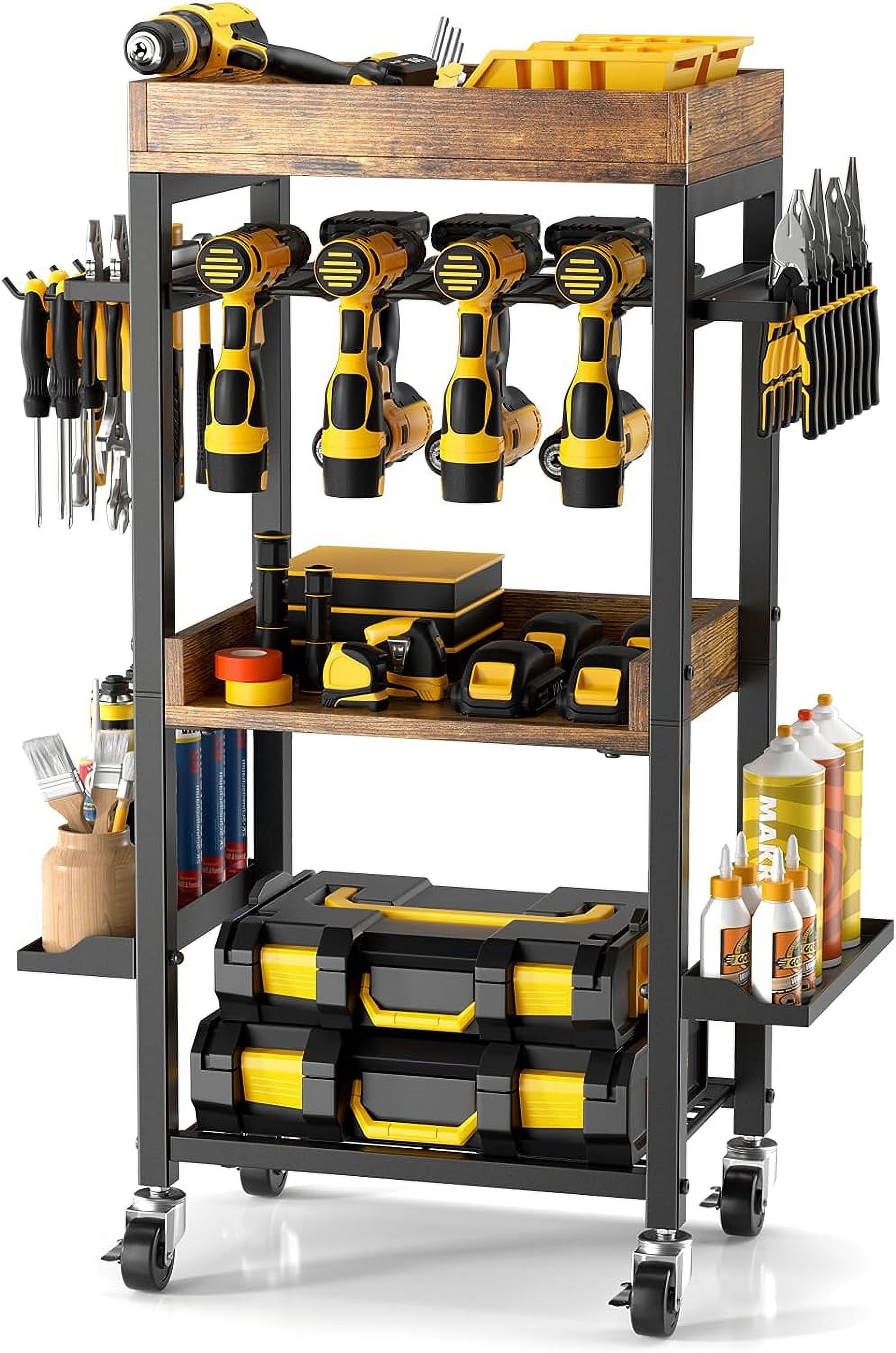 Power Tool Organizer Cart with Wheels, Movable Garage Tools Storage, 4