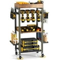 thumbnail image 1 of Power Tool Organizer Cart with Wheels, Movable Garage Tools Storage, 4 Layer Heavy Duty Metal Rolling Tool Rack Cordless Drill Holder Shelving for Workshop, Workbench and Garage, 1 of 7