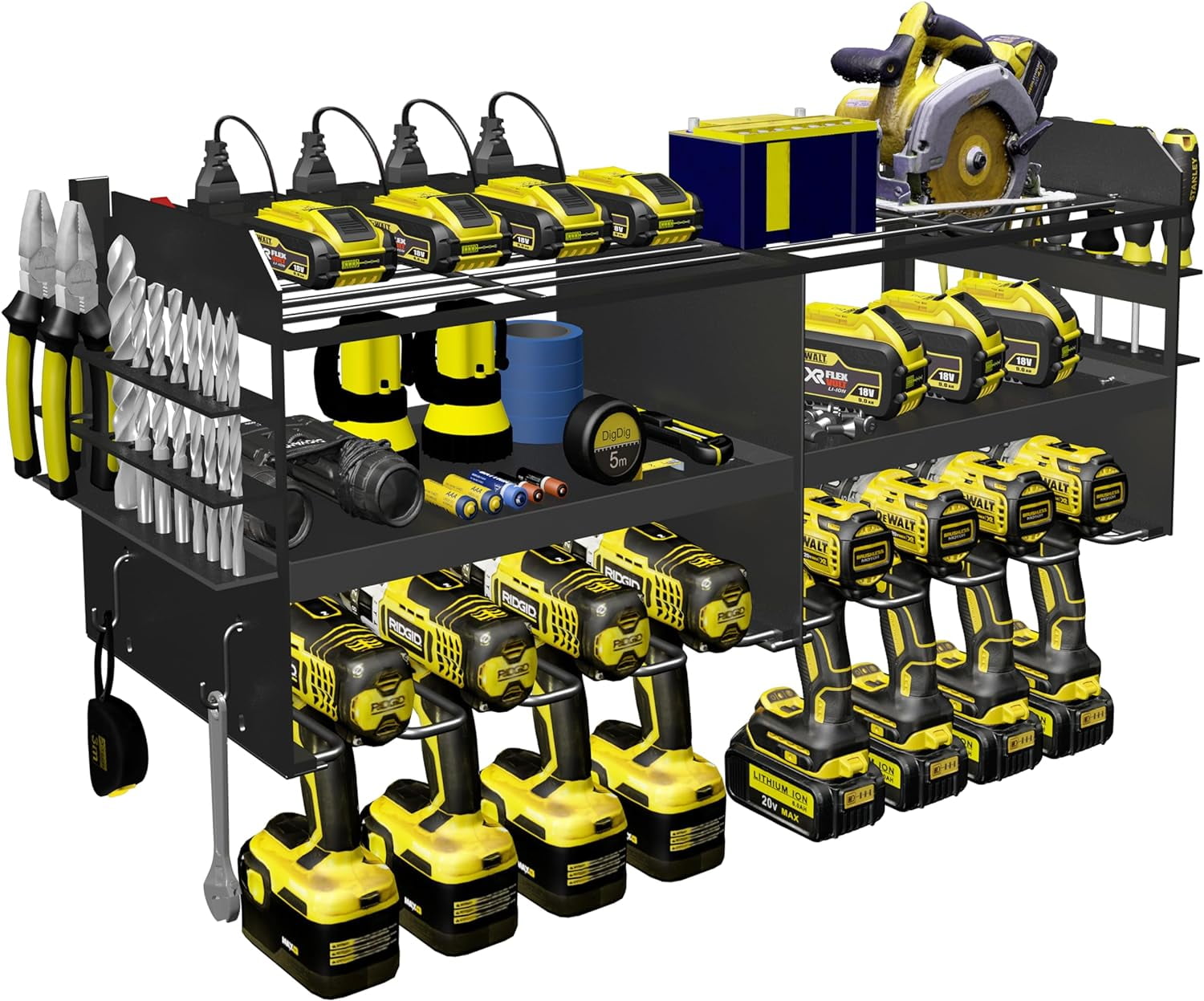 Power Tool Organizer with Charging Station,3 Layer Holders Heavy Duty