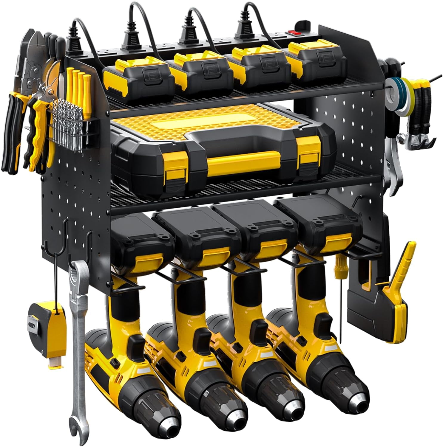 Power Tool Organizer with Charging Station, Heavy Duty 4 Layer Drill