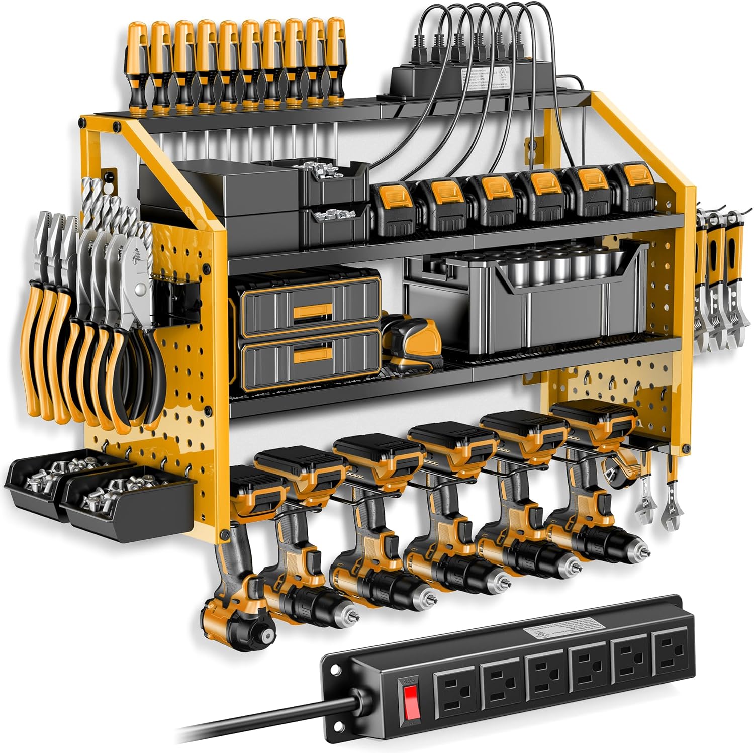 Power Tool Organizer With Charging Station,Patented,Heavy Duty Steel,6 ...
