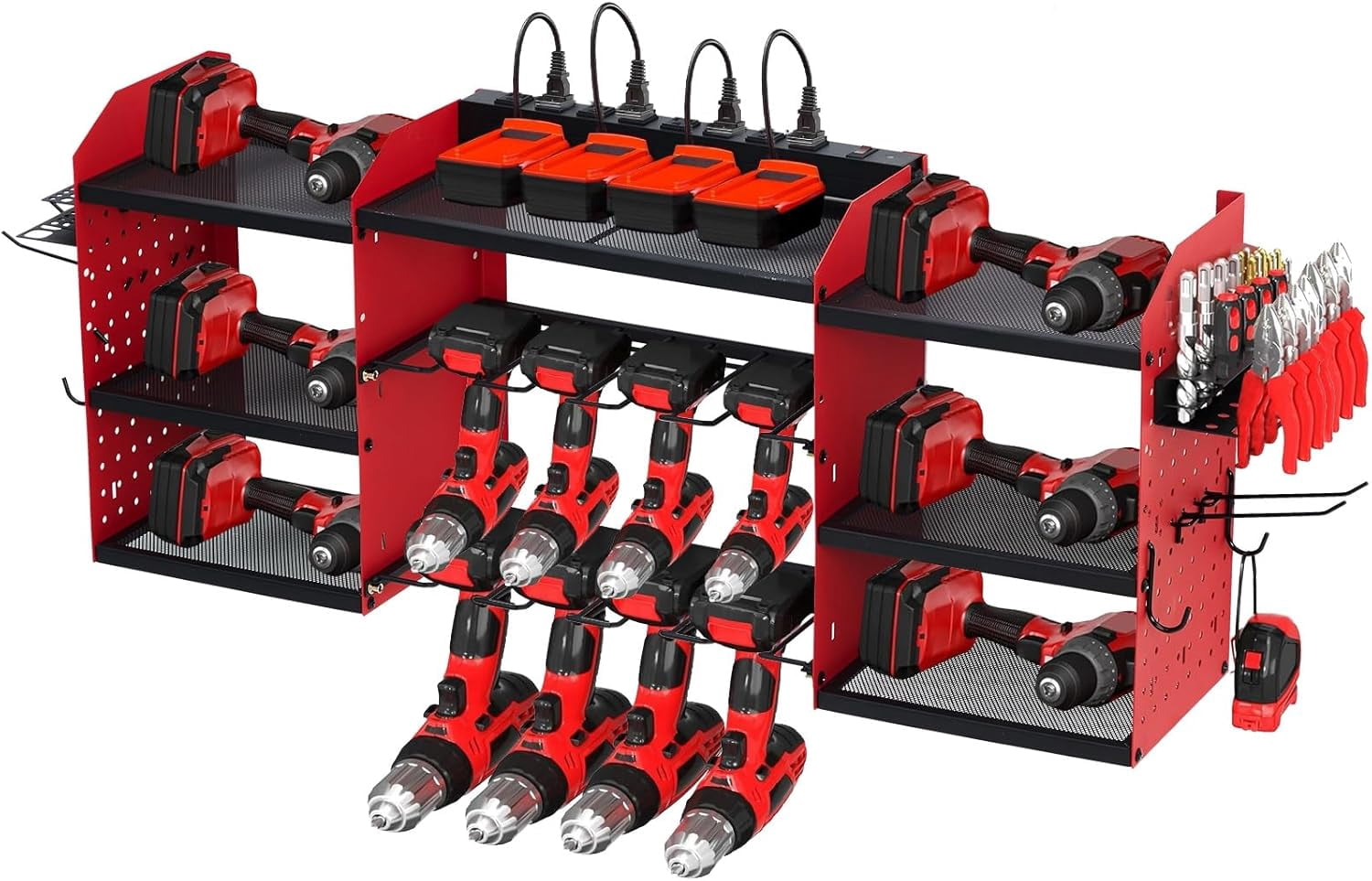 Machine Shop Drill Rack Power Tool Organizer, Drill Holder Wall Mount, Heavy Duty 3-Layer ...
