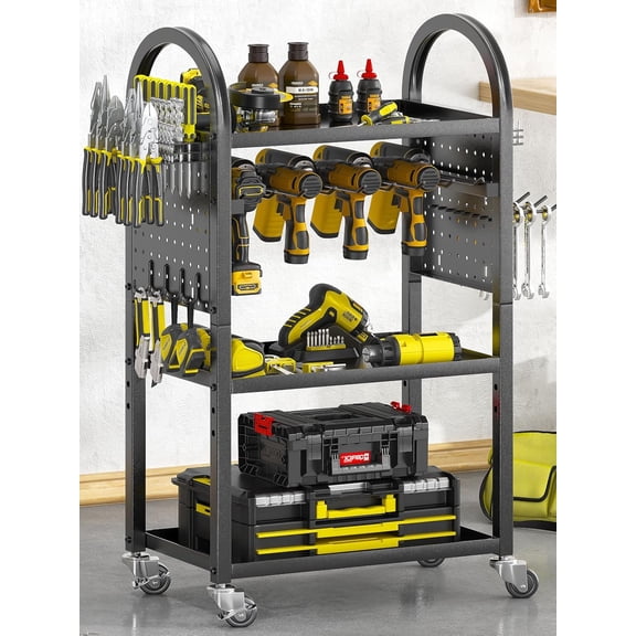 Power Tool Organizer for Garage,Heavy Duty Tools Holder Storage Rack On Wheels,Floor Standing Rolling Power Tool Cart for Storage and Organization,Father/Husband/Boyfriend/Men/Dad Gift