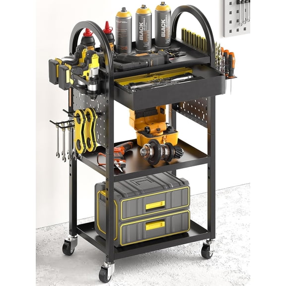 Power Tool Organizer for Garage,Heavy Duty Tools Holder Storage Rack On Wheels,Floor Standing Rolling Power Tool Cart for Storage and Organization,Father/Husband/Boyfriend/Men/Dad Gift