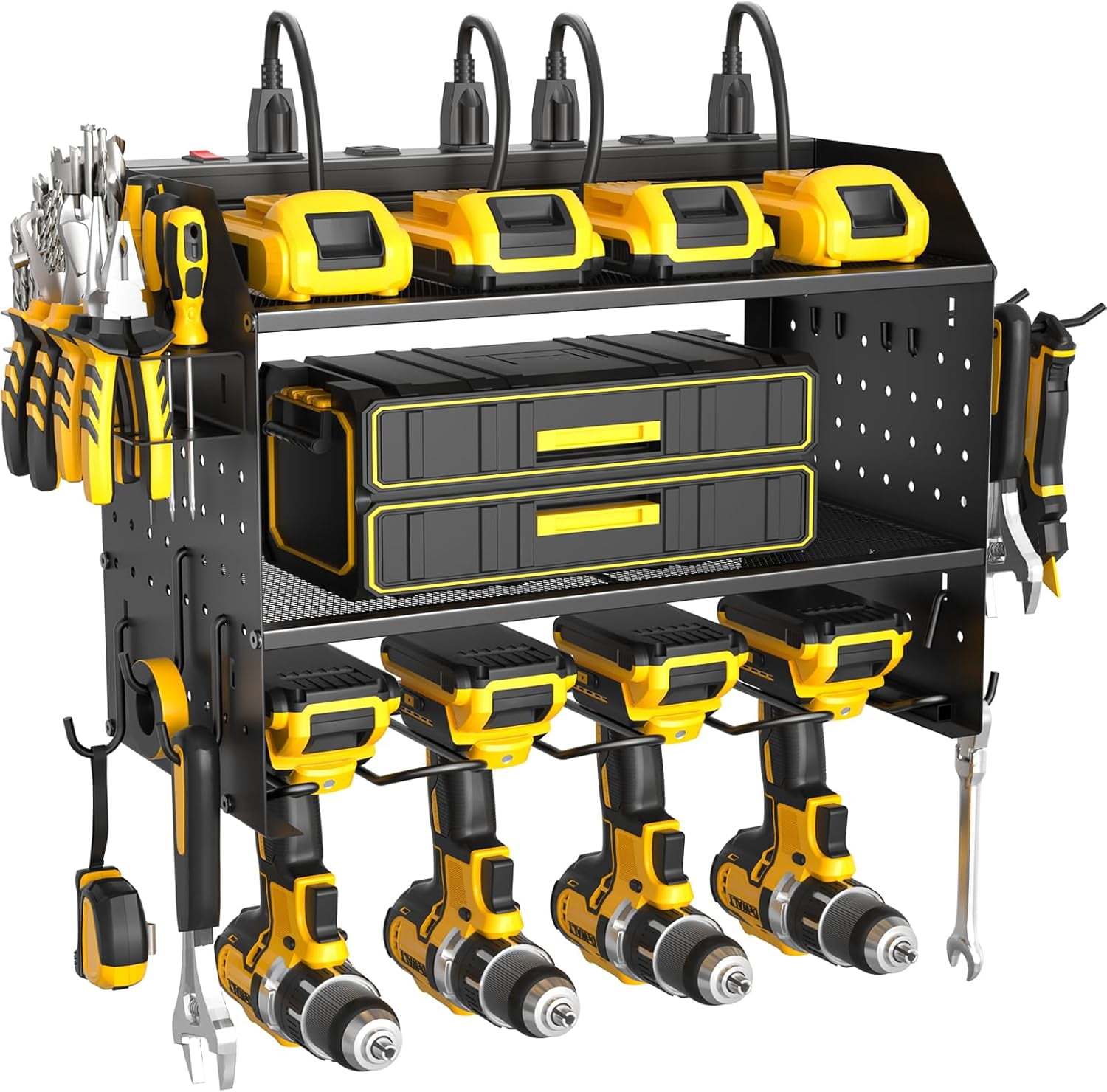 Power Tool Organizer Wall Mount, 3 Layer Charging Station with 6 ...