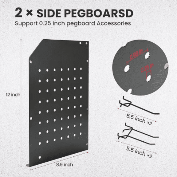 Power Tool Organizer Wall Mount, 3-Layer Charging Station with 8 Outlets, 6 Drill Holders and Drill Bit Rack, Efficient and Organized Storage for Garage, Workbench, and Workshop (Black)