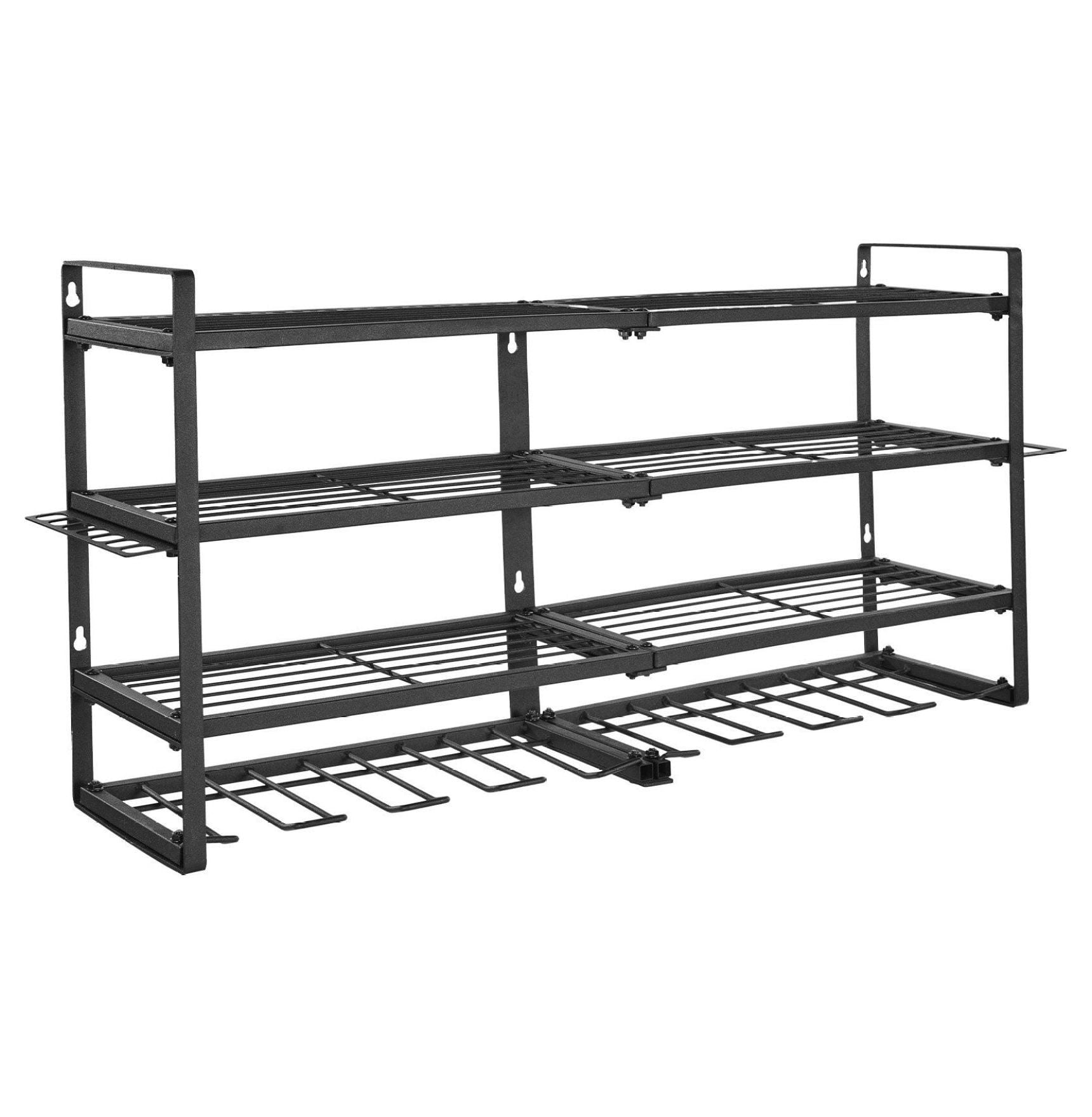 Power Tool Organizer Wall Mount, 4-Tier Garage Storage Rack with Drill Holders, Screwdriver Holder, Heavy Duty Tool Rack for Workshop, Workbench, Garage