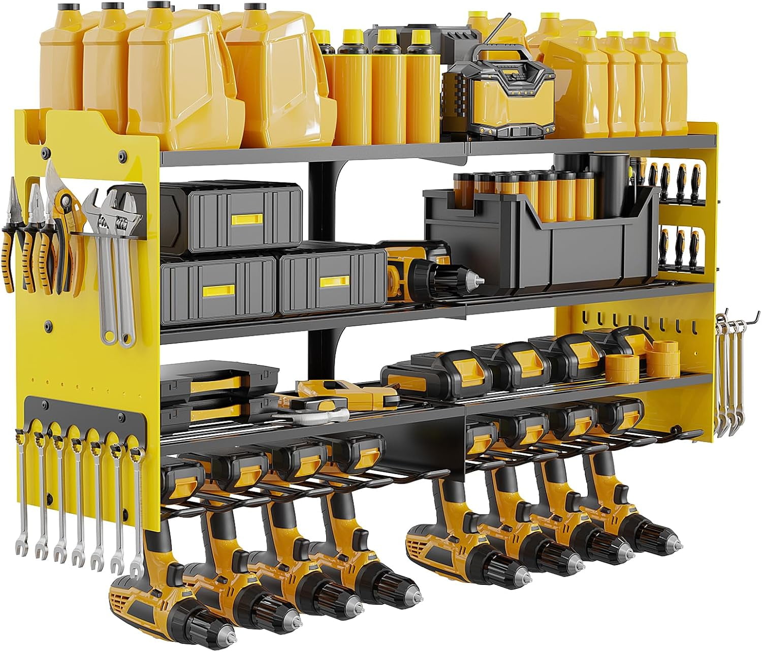 Power Tool Organizer Wall Mount with 8-Drill Holders-600Lbs Load Heavy ...