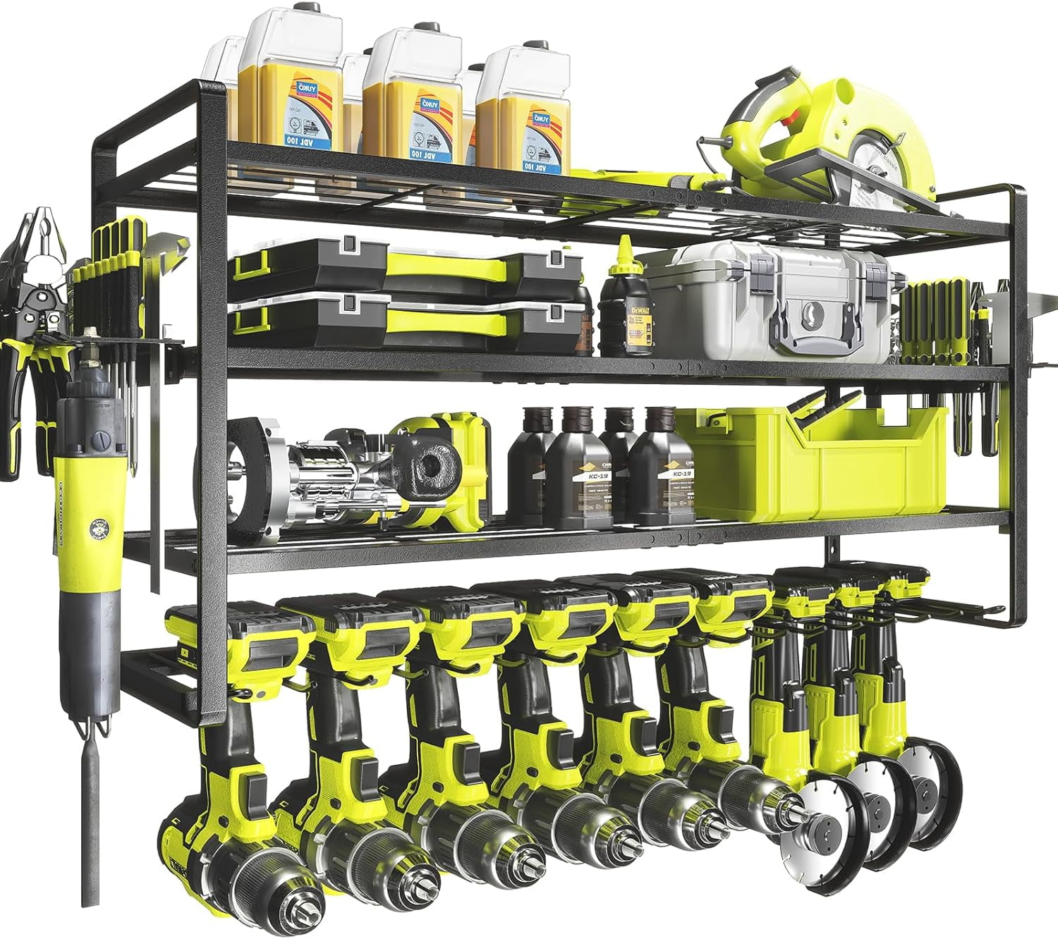 Power Tool Organizer Wall Mount, 9 Drill Holders for Garage ...