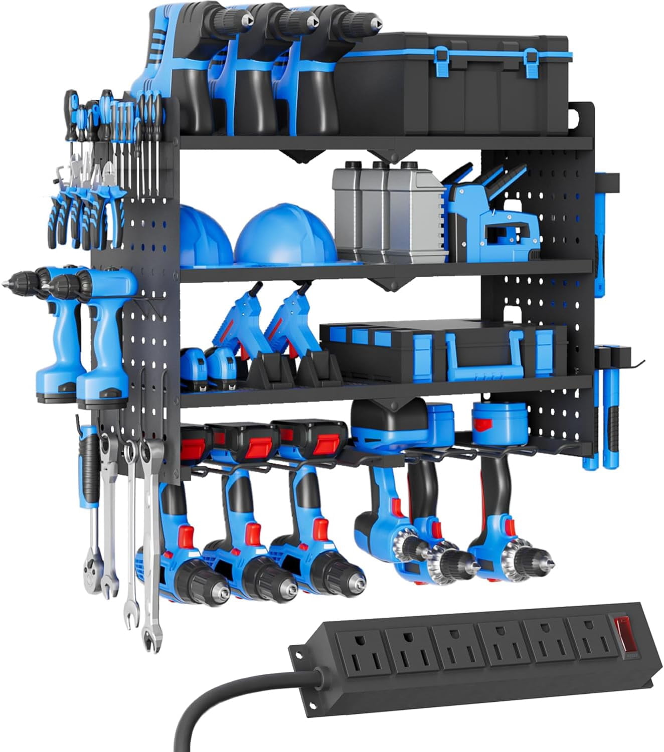 Power Tool Organizer Wall Mount with Charging Station, Drill Holder ...