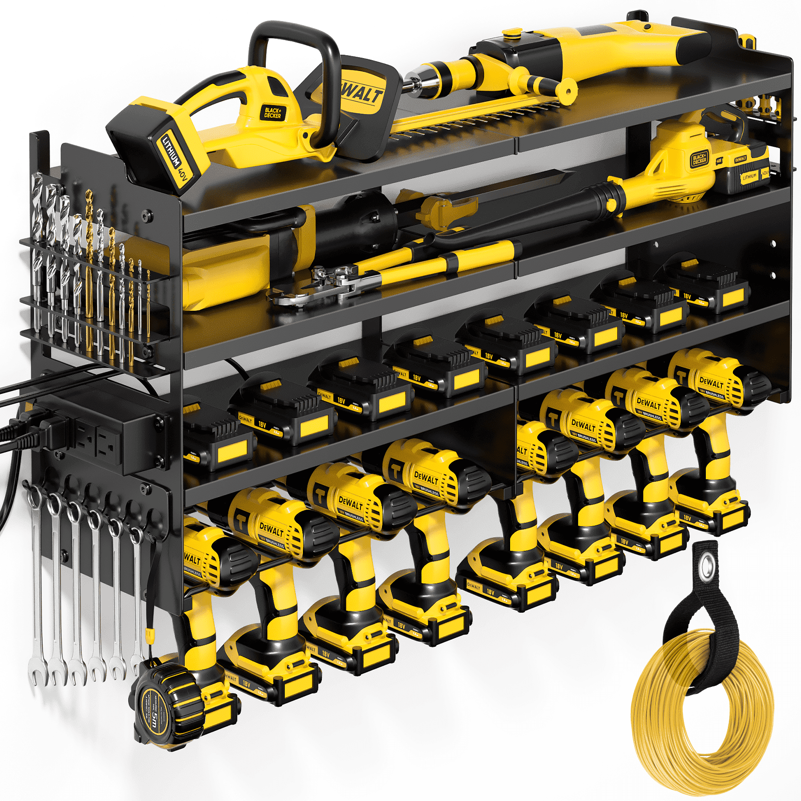 Sunix Power Tool Organizer, Power Tool Charging Station Drill Wall Holder Wall Mount Tools Garage Storage,Cordless Drill Battery Tool Rack Shelving Storage (Power Strip Is Not Included - View #2