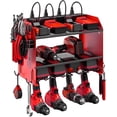 thumbnail image 1 of VILONG Modular Power Tool Organizer Wall Mount with 8 Outlets Charging Station, 4 Drill Holder & Battery Rack, Heavy Duty Storage for Garage & Workshop, Gift for Men (Red), 1 of 11