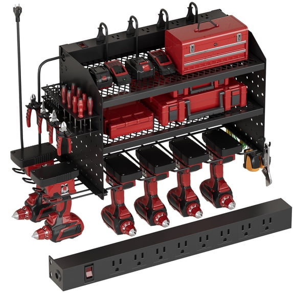 Power Tool Organizer Wall Mount with Charging Station. Garage Drill ...