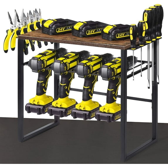 Power Tool Organizer with 4 Drill Holder Workshop Cordless Tool Men Utility Rack