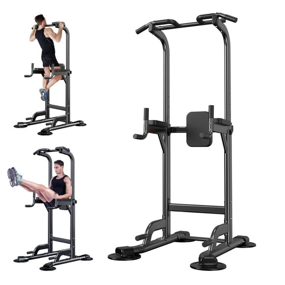 Power Tower Adjustable Height Pull Up & Dip Station Multi-Function Home Strength Training Fitness Workout Station for Home Gym