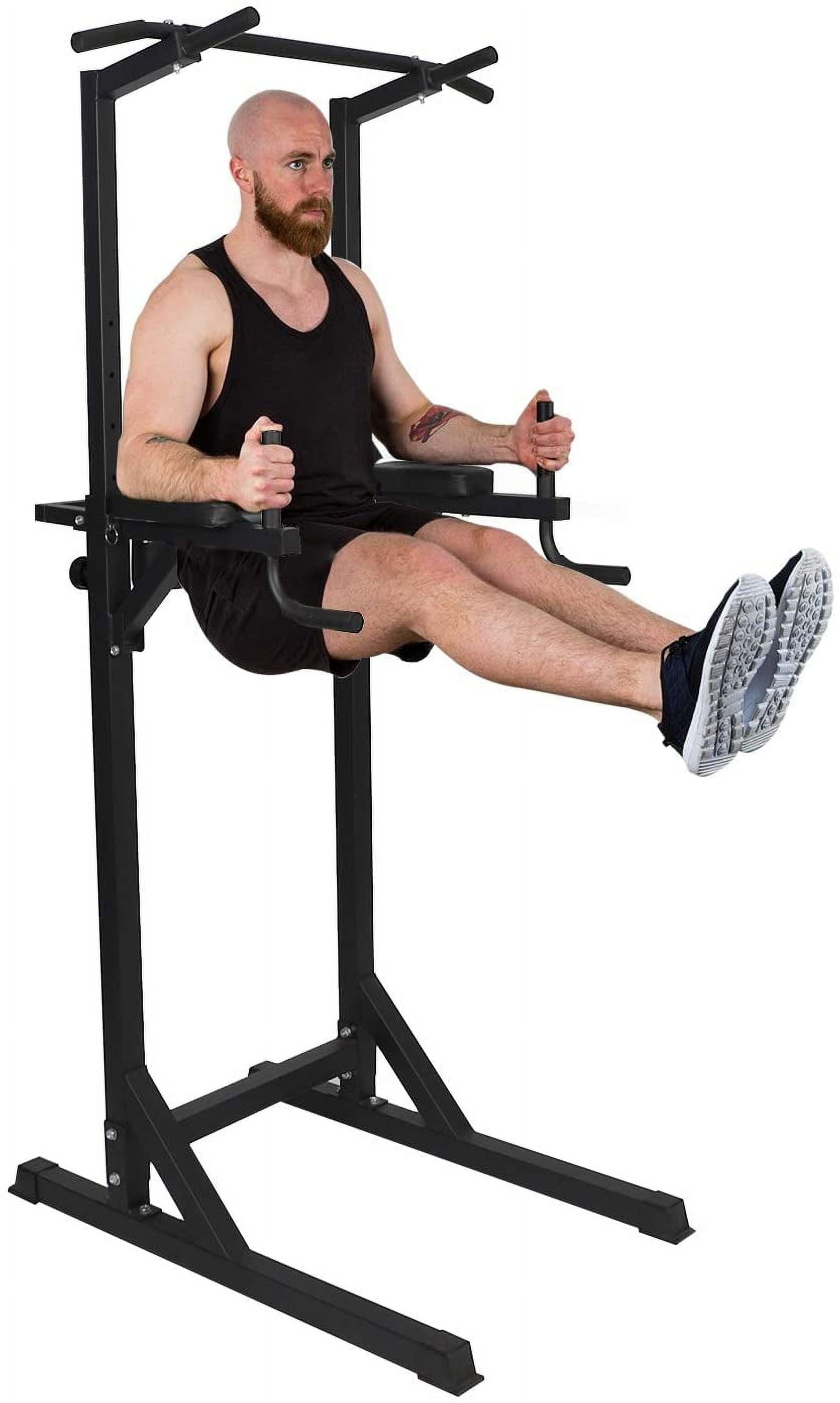 Power Tower, Adjustable Height Standing Pull Up Bar Dip Station for
