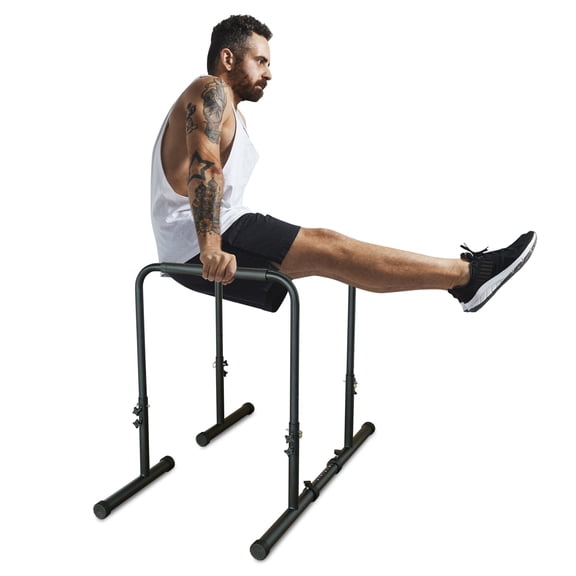 LuckyNote Power Tower Dip Station Pull Up Bar Stand, Adjustable Height Heavy Duty Multi-Function Fitness Training Equipment with Detachable Bench, 550 lbs Capacity, Black