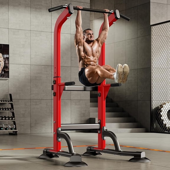 Power Tower Dip Station Pull Up Bar for Home Gym Adjustable Height Strength Training Workout Equipment,Pull Up Bar Station