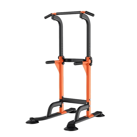 Power Tower Pull Up Bar and Dip Station, 165-210cm Multifunctional Adjustable Height Home Gym Equipment for Strength Training Fitness, Free Standing Workout Station Max Load 250KG （Orange ）