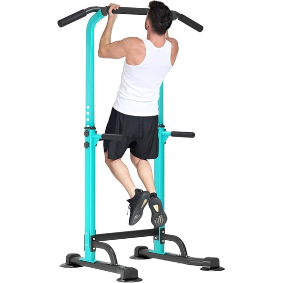 Power Tower Pull Up Bar Dip Station for Home Gym Strength Training | 65"-82.7" Height Adjustable Dip Stand, Multi-Function Full Body Exercise Machine, Free Standing Fitness Workout Pullup Rack