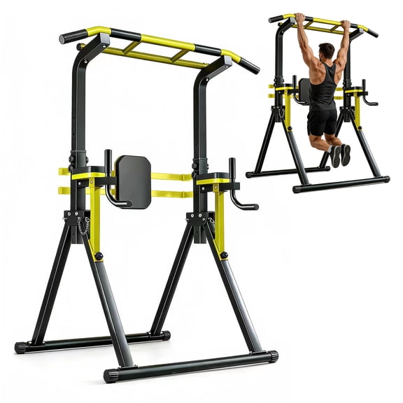 Power Tower Pull Up Bar Station, 10-Level Adjustable Height Dip Station, Heavy-duty Frame Structure,Multi-Functional Home Gym Strength Training Equipment