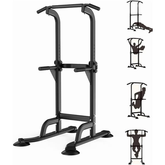 Power Tower Pull Up Bar Dip Bar Station,Height Adjustable Dip Stand,330LBS Free Standing Strength Training Fitness Workout Station for Men Women