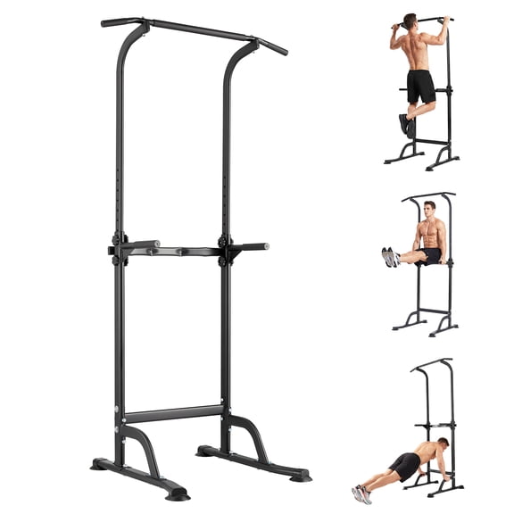 Power Tower Pull Up Bar Station - 330 LBS Stable Multi-Function Gym Dip Station for Home Strength Training Equipment - 10 Adjustable Heights