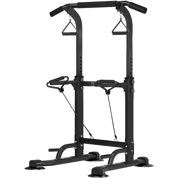 Power Tower Pull Up Dip Station Adjustable Height Multifunctional Strength Fitness Exercise Equipment, Simple Installation