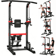 LNOW Power Tower with Stair Stepper Pull Up Bar Station, Multi-Function Dip Station with Adjustable Height for Home Gym Strength