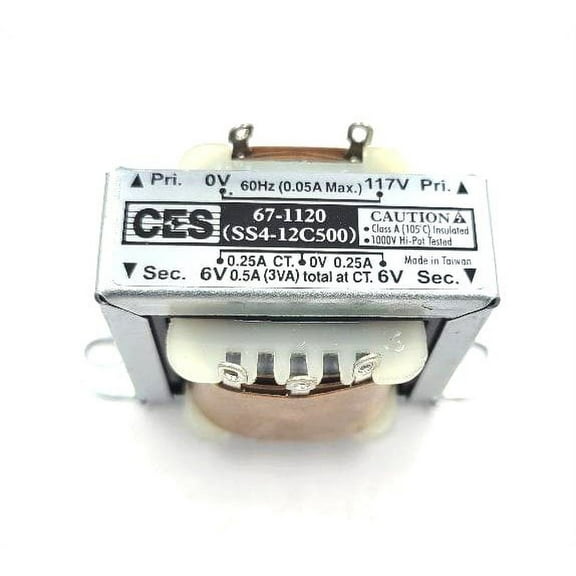Power Transformer, 117VAC -> 12VAC Center Tap (+6_0_-6), 0.5A