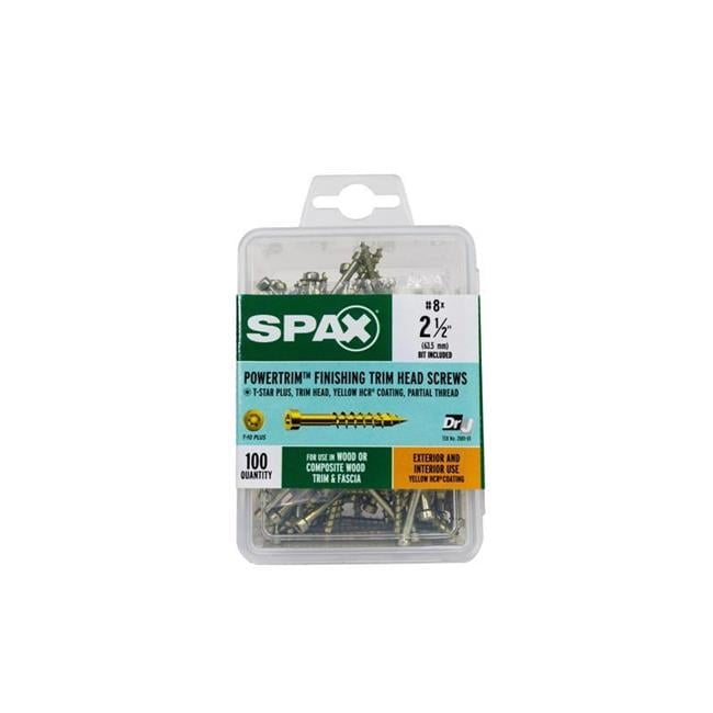 Power Trim No. 8 x 2.5 in. Star Round Head Trim Screws, Yellow- Pack of 100