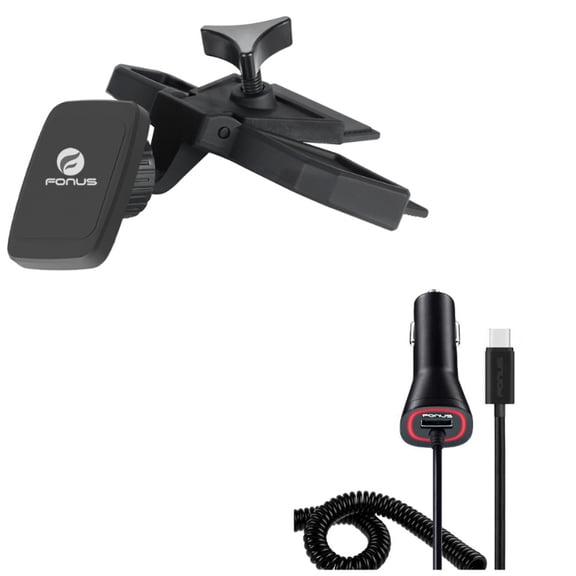 Power Type-C Quick Charger w Magnetic CD Slot Car Mount N8N for LG Google Nexus 5X, G8 ThinQ, G7 ThinQ, Stylo 5 4 Plus - Microsoft Lumia 950 - Motorola One, Moto Z4 Z3 Play Z2 Play