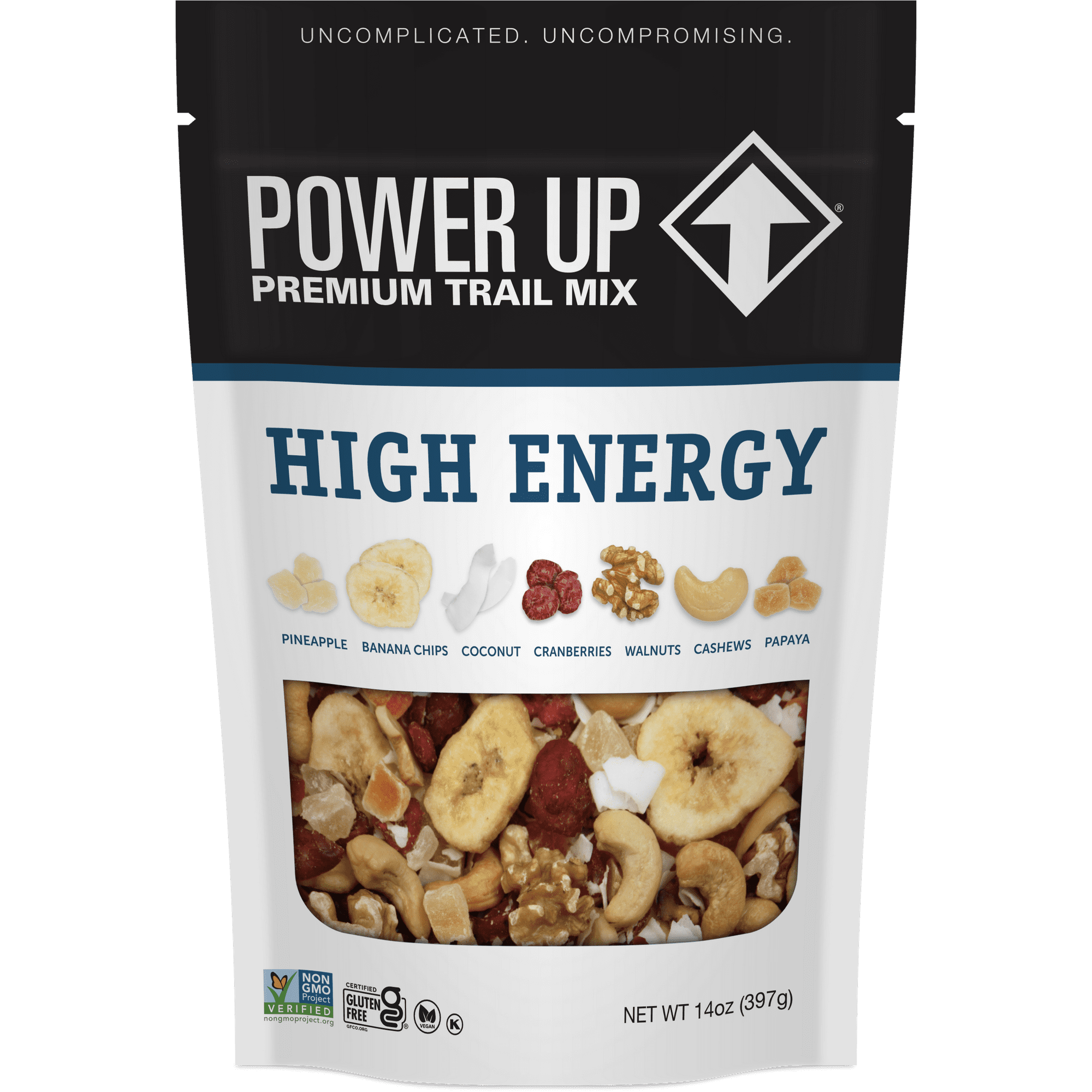 Power Up High Energy Trail Mix 14 oz, Gluten Free, Vegan, Non-GMO Power Up High Energy Trail Mix 14 oz, Gluten Free, Vegan, Non-GMO