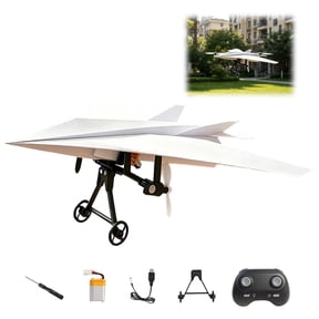 Power-Up RC Paper Airplane Kit with Gyro Stabilizer – DIY Electric Remote Control Plane, Dual Propellers, Foldable Flying Stem Toy, Mini Fixed Wing Drone (One Electrics)
