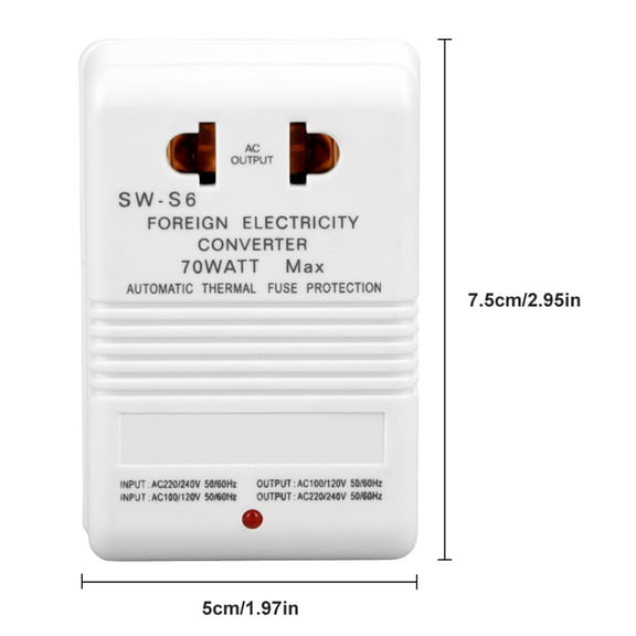 Power Voltage Transformer, Light Weight Small Durable Converter Convenient White for Home Use Travel