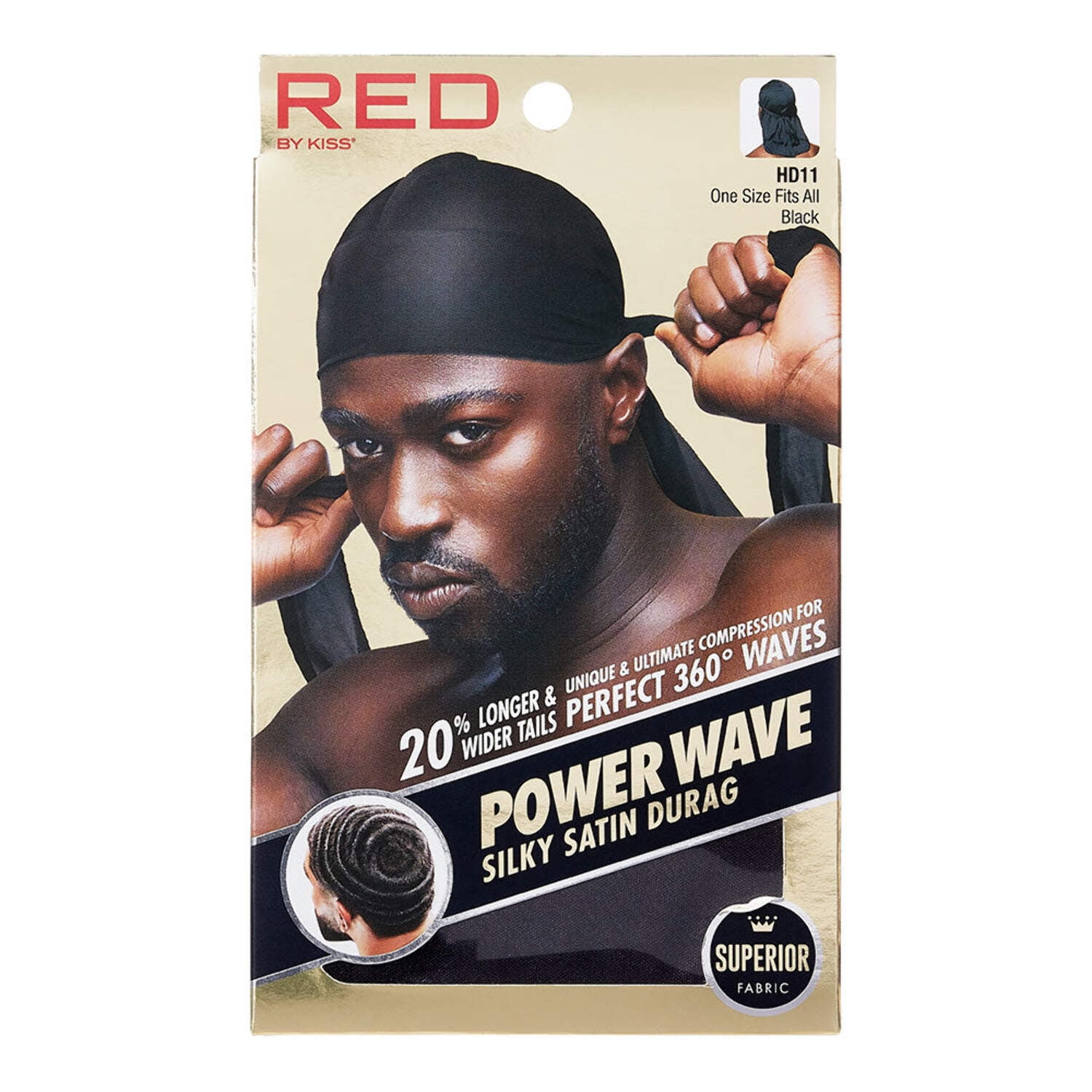 Red By Kiss Power Wave Black Durag - Silky Satin, Stretch Fabric, 360 ...