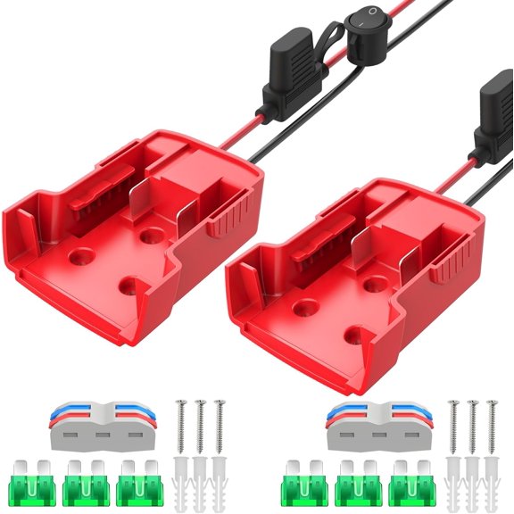 for Power Wheel Adapter Compatible with Milwaukee 18V Battery, Converter Kit with Fuse Holder, Switch, Terminal, 12AWG Wire for DIY RC Car Toys (2 Pack)