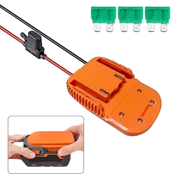 Power Wheel Adapter for Ridgid/AEG 18V Super Lithium Battery Base Connector with 3 Fuses + 1 Wiring Clamp Converts to DC Power Source for DIY Tools, Lights, or Charging