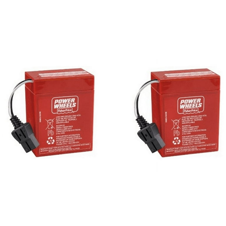 Power Wheels 6 Volt Rechargeable Battery with Black Connector Red